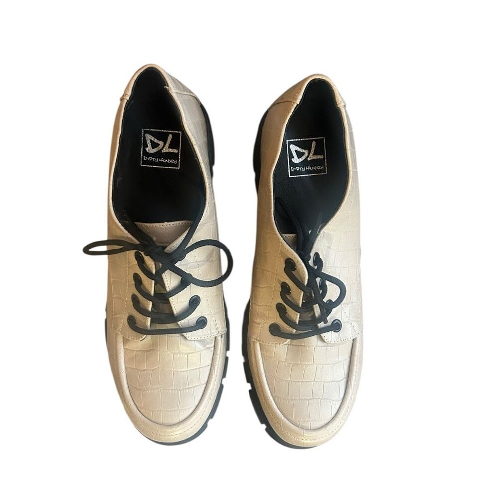 Dirty Laundry Noyz Oxford Platform Round Toe Lug Sole Chunky Heel Beige Size 8.5 - Picture 3 of 6
